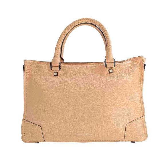 REBECCA MINKOFF REGAN pink leather black hardware top handle zipper closure bag - Picture 2 of 11